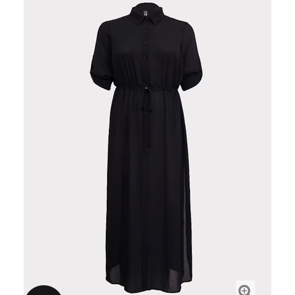 NWT TORRID Swim Cover Up Black Crinkled Woven Maxi - Picture 6 of 11